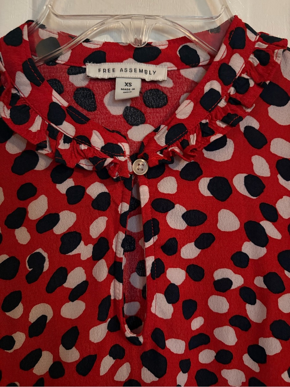 Free Assembly Red Abstract Spot Ruffle-Hem Tunic XS - Picture 9 of 14
